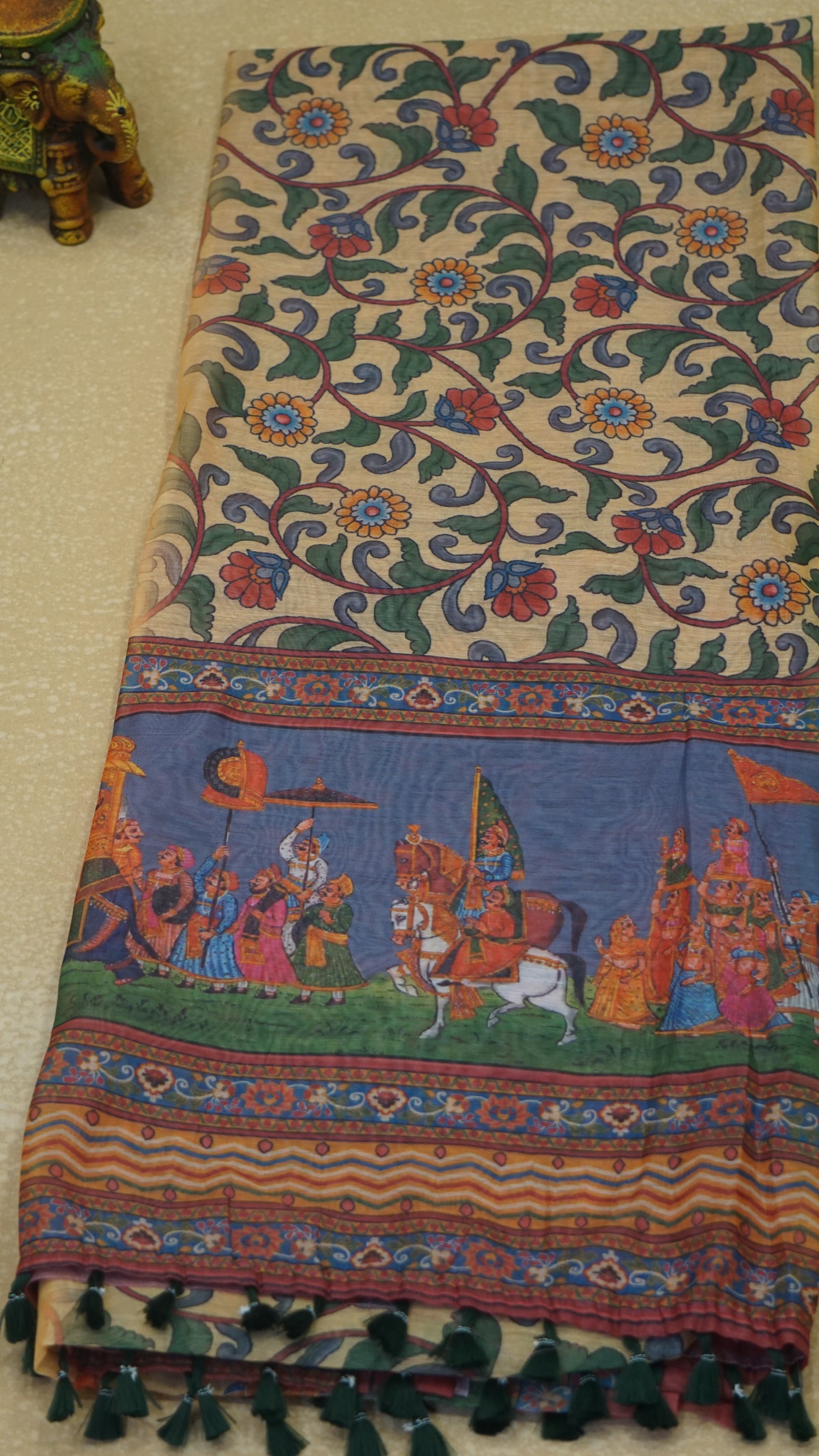 Chanderi Saree Pichwai Print - Sandal