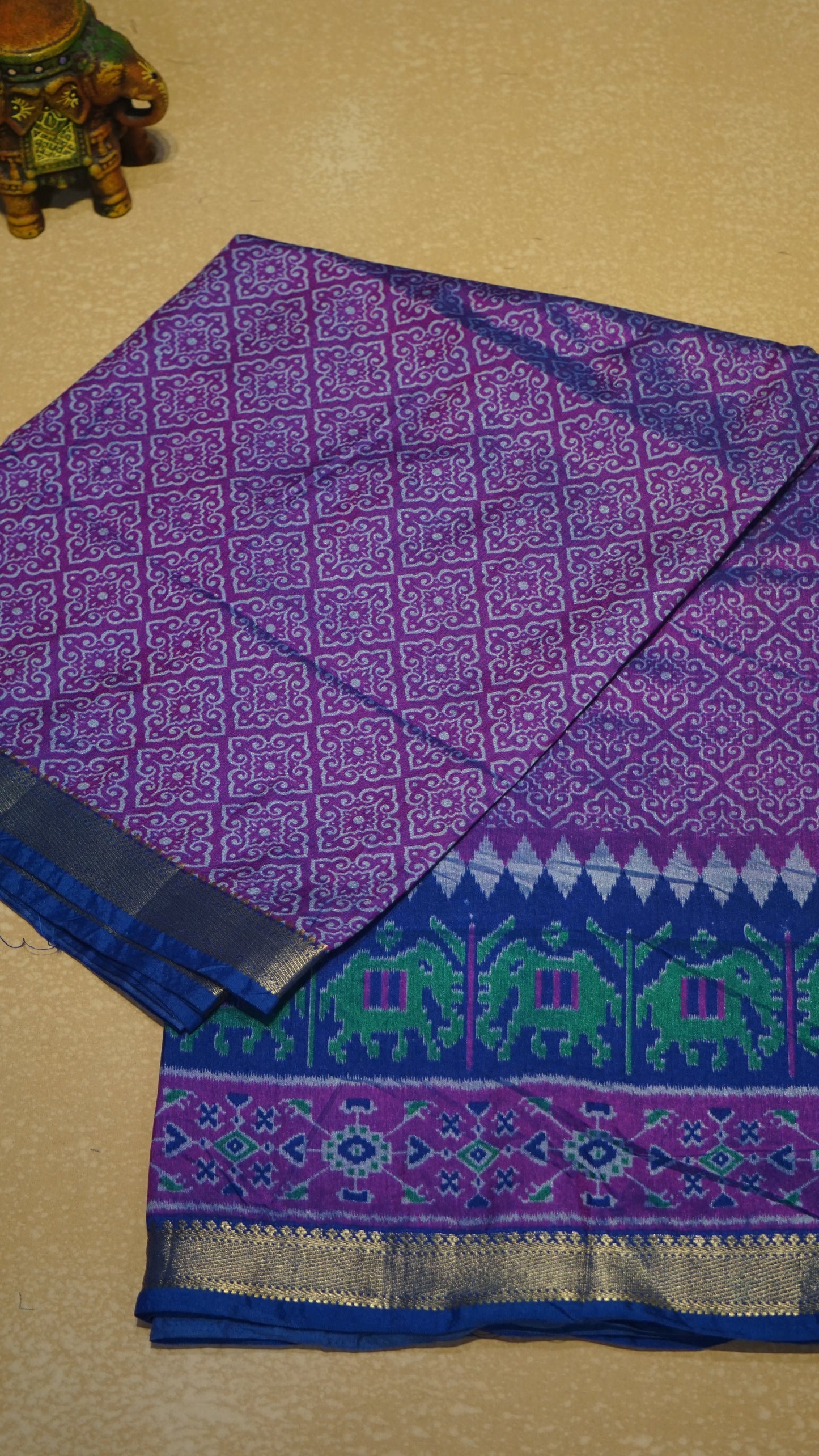 Semi Pattola Saree Kolam Print - Purple