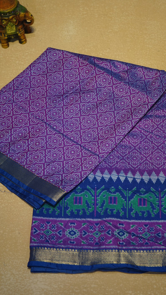 Semi Pattola Saree Kolam Print - Purple