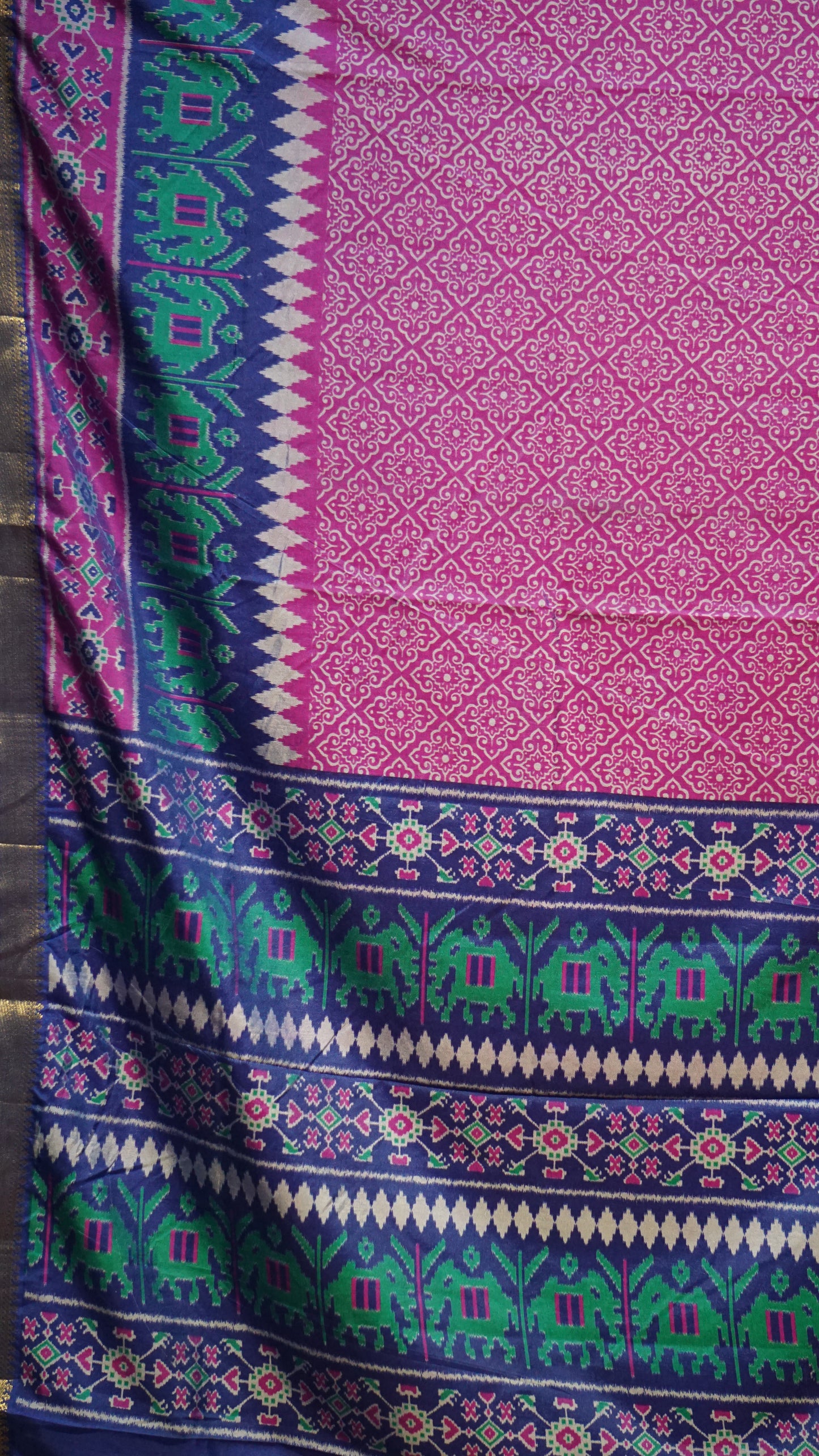 Semi Pattola Saree Kolam Print - Purple