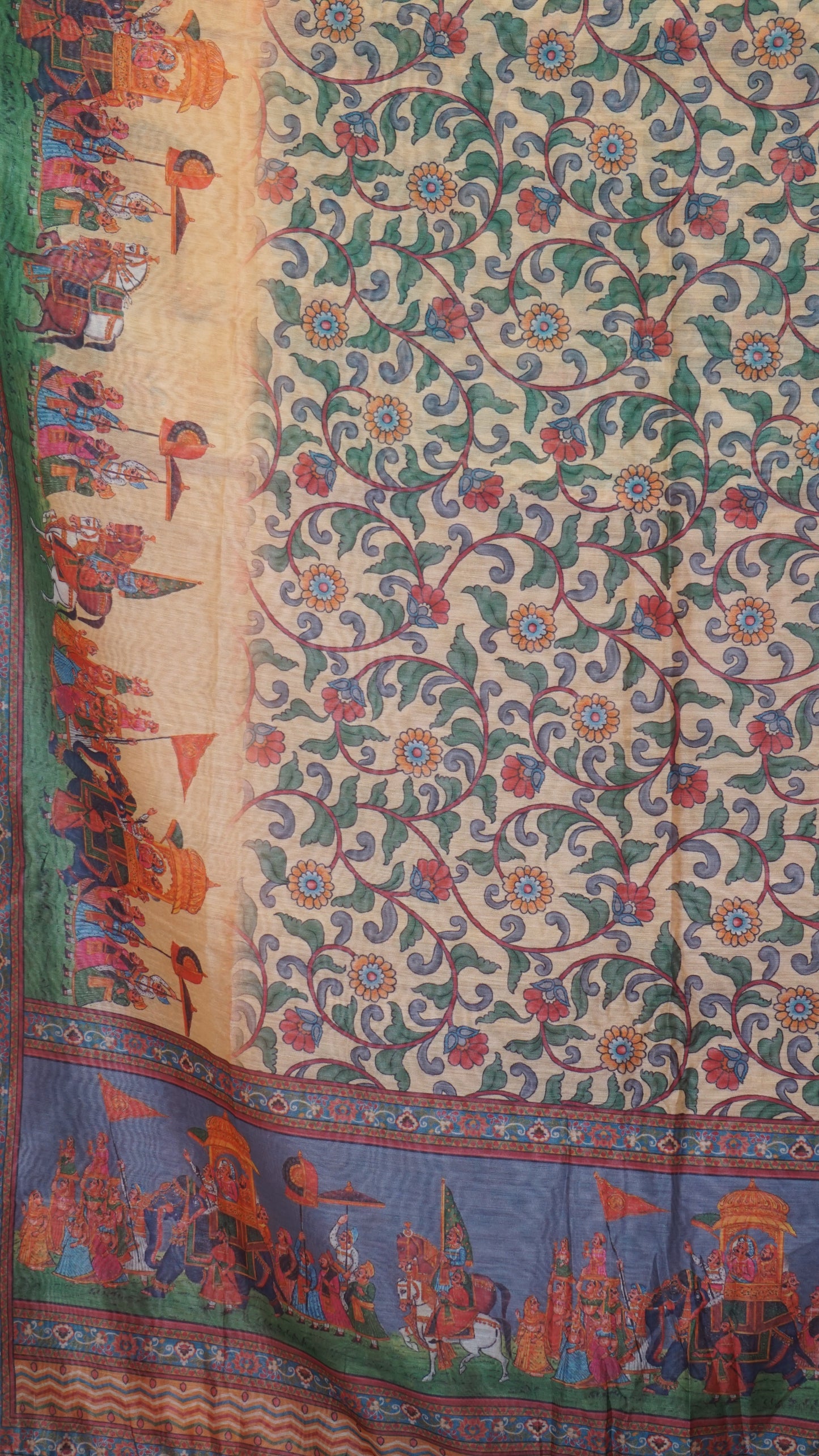 Chanderi Saree Pichwai Print - Sandal