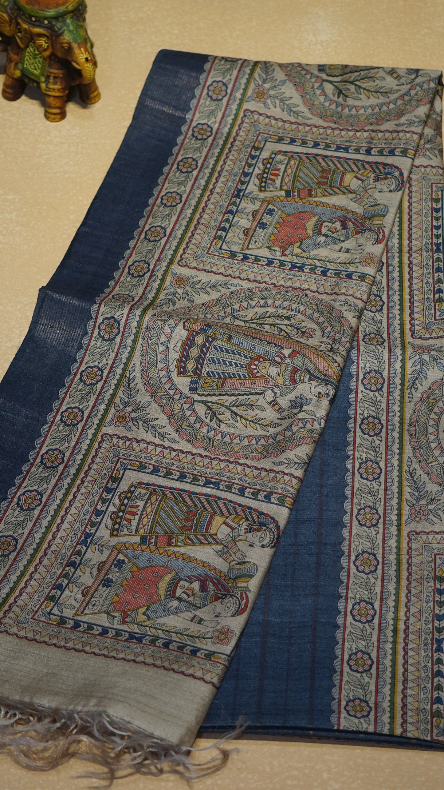 Pure Tussar Saree - Blue