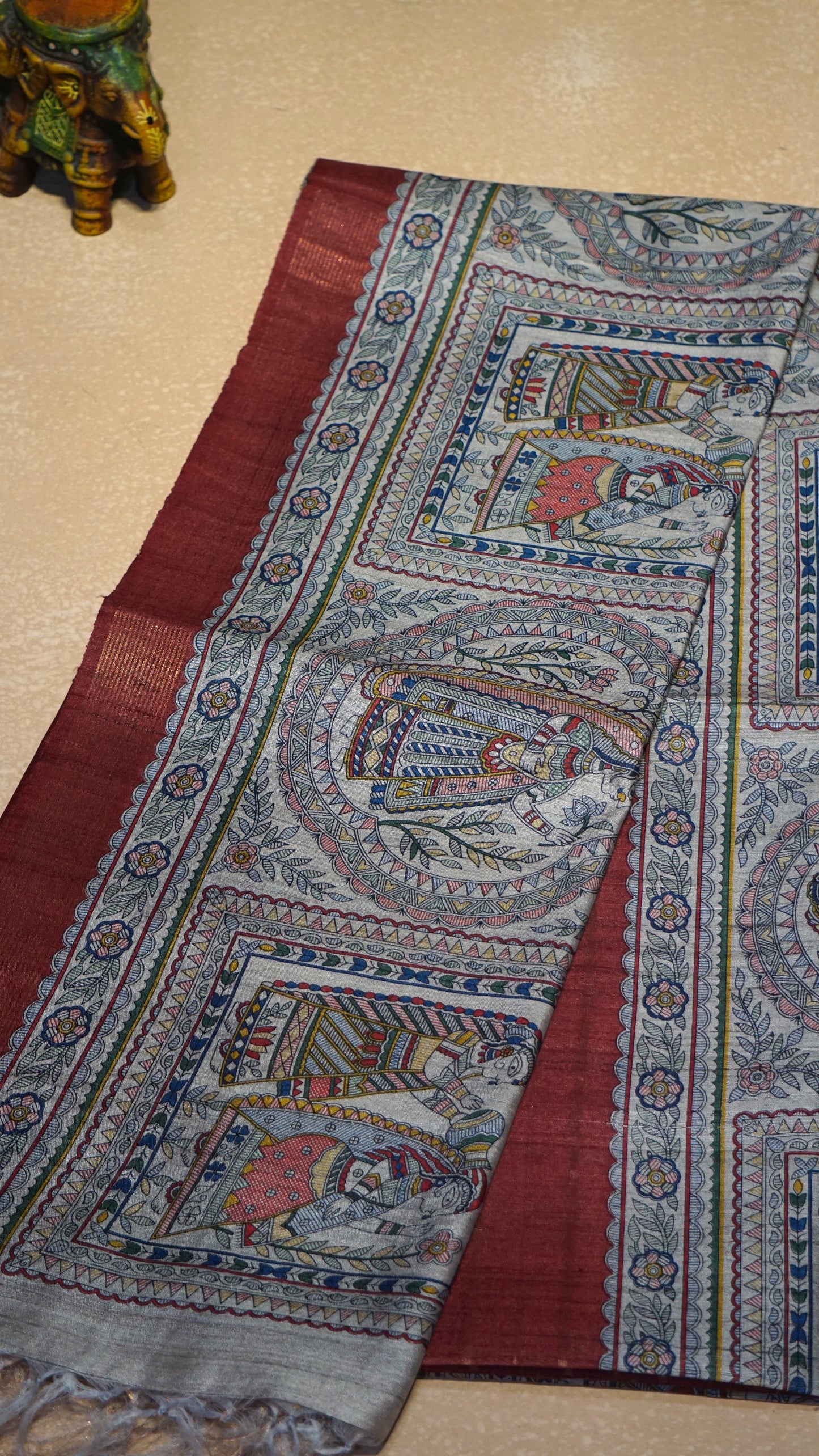 Pure Tussar Saree - Brick Red