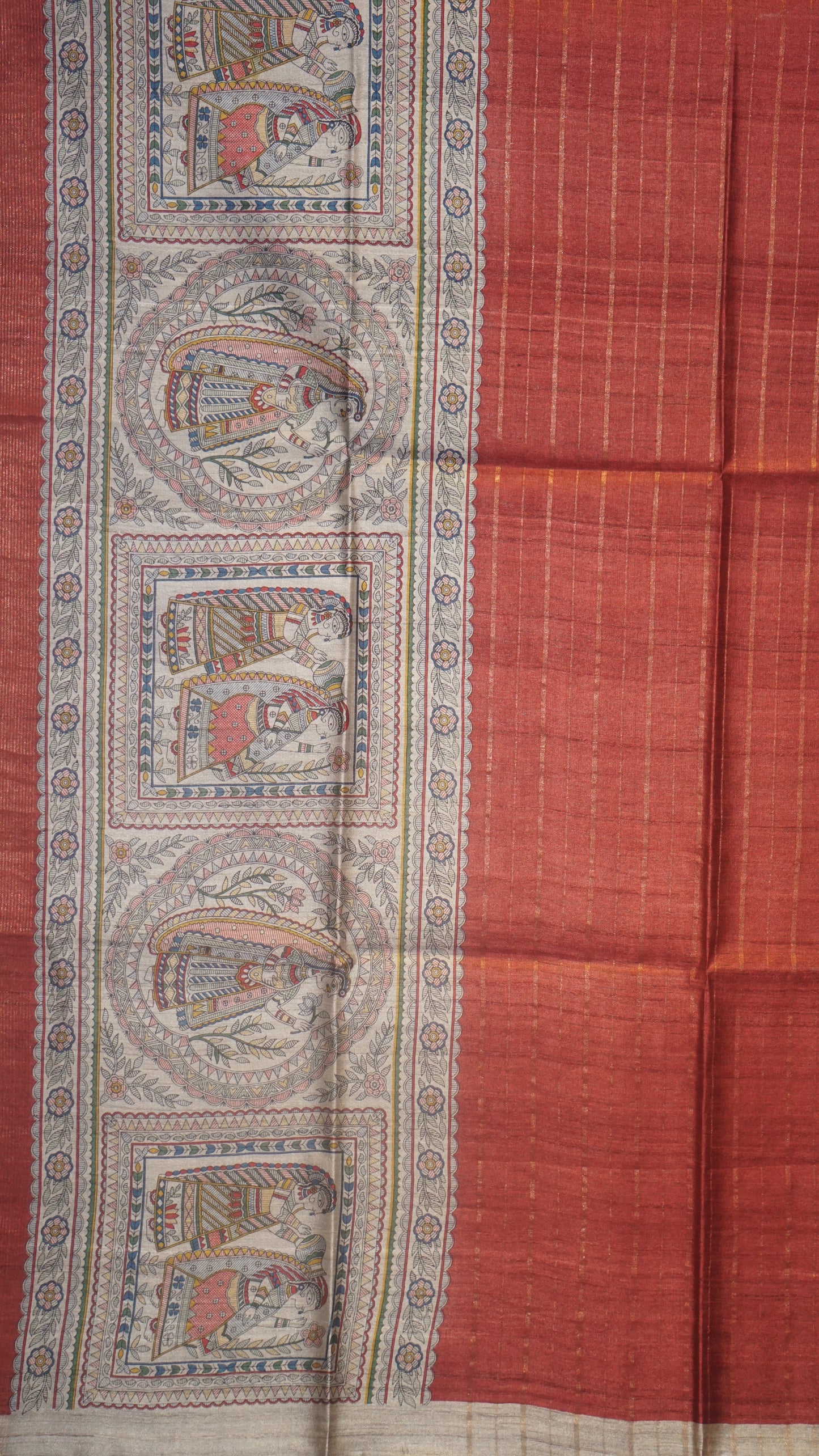 Pure Tussar Saree - Brick Red