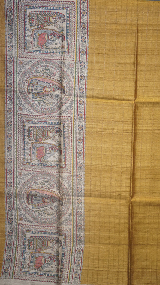 Pure Tussar Saree - Mustard Yellow