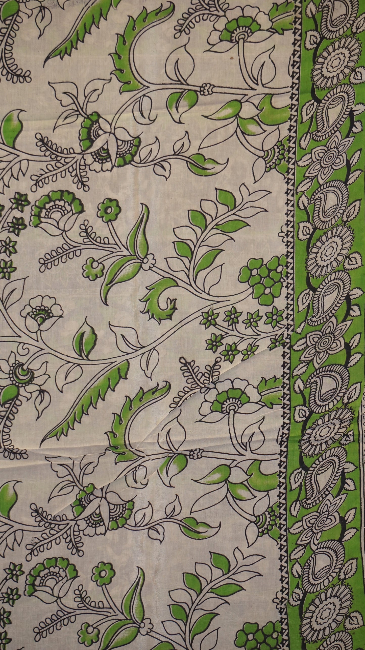 Kalamkari Saree Silk - Violet With Green Border