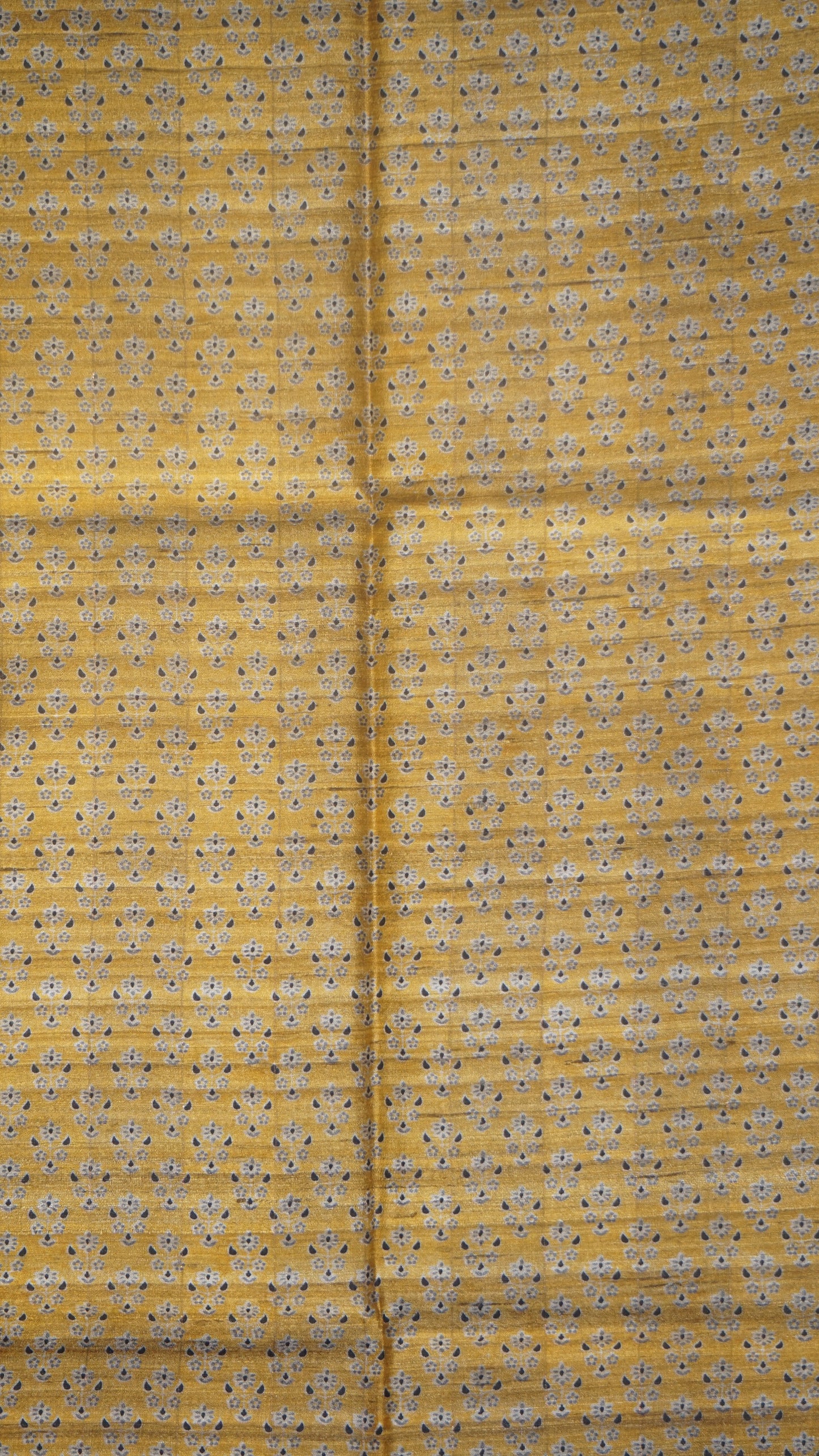 Pure Tussar Saree Checks - Mustard & Grey