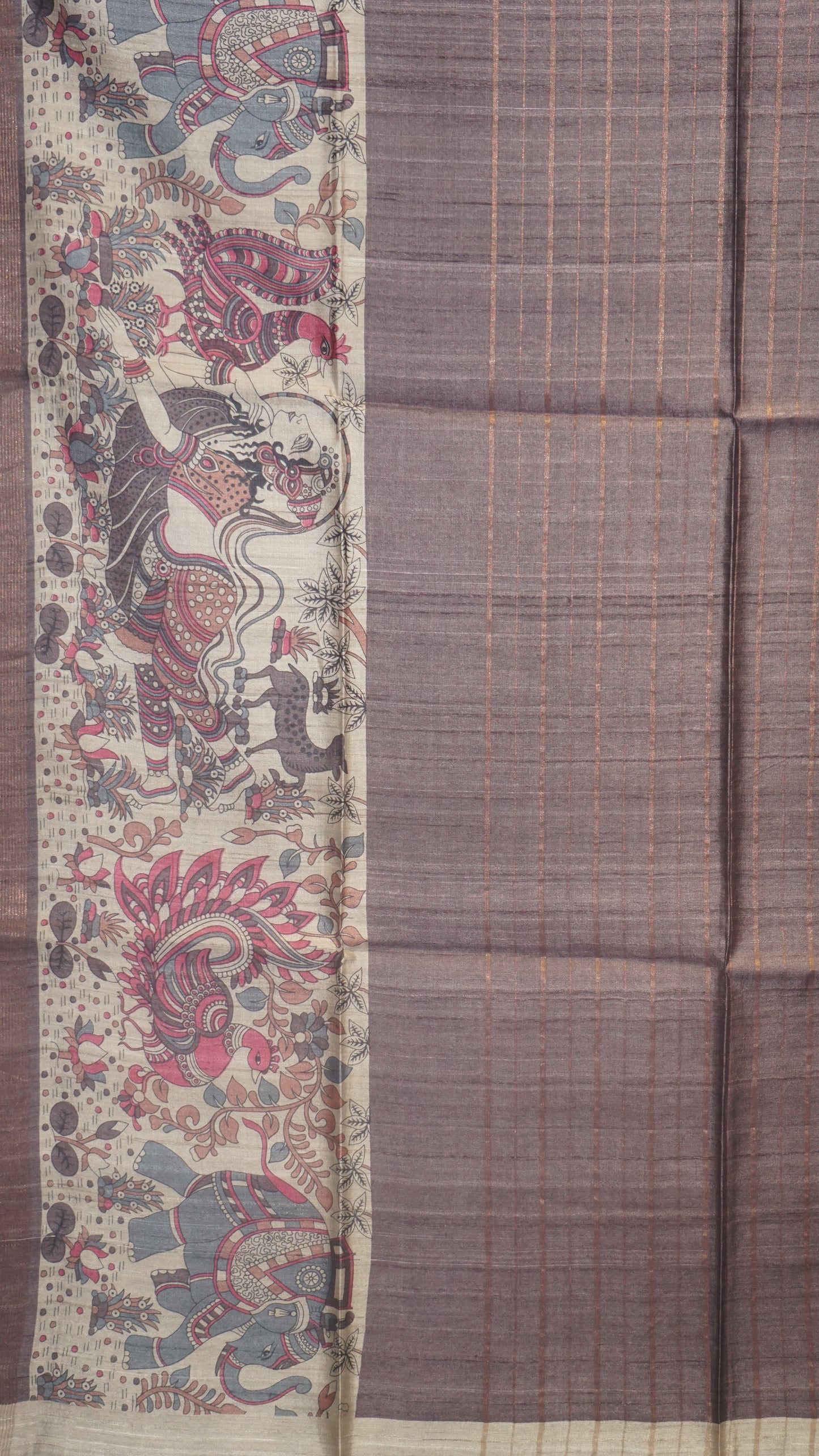 Pure Tussar Saree - Chocolate Brown