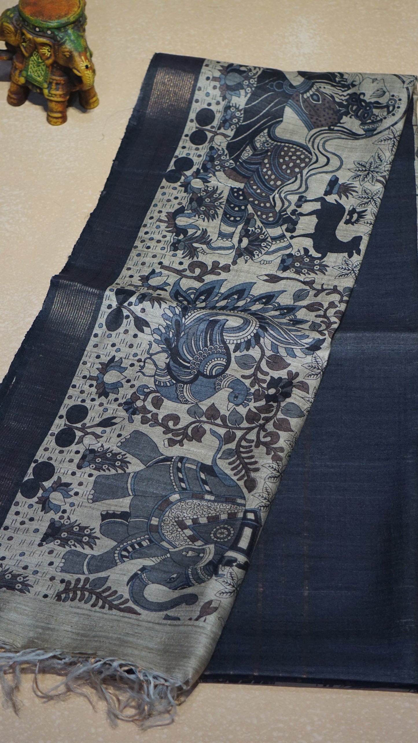 Pure Tussar Saree - Black