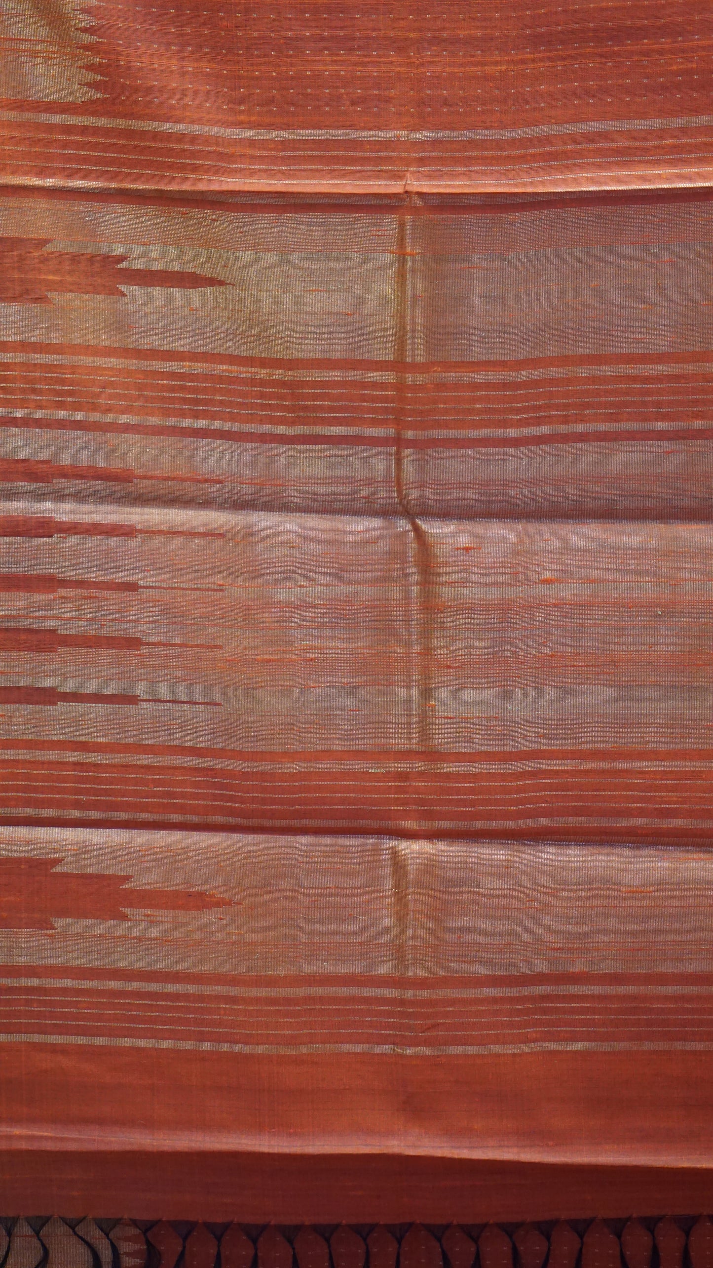 Pure Dupion Silk Saree - Orange with Gold Zari