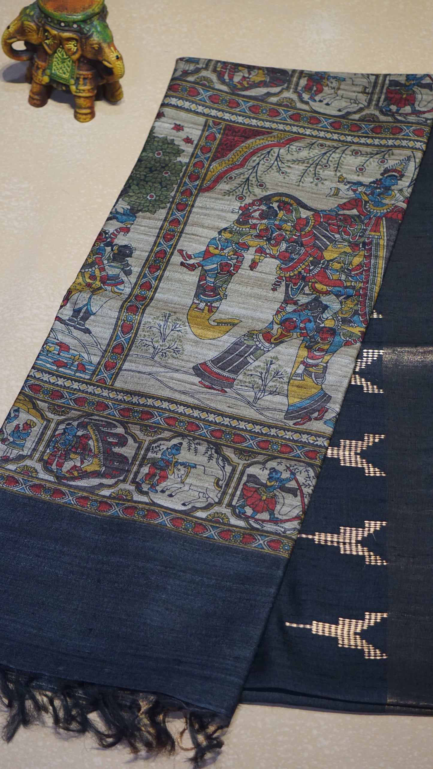 Pure Tussar Saree - Black