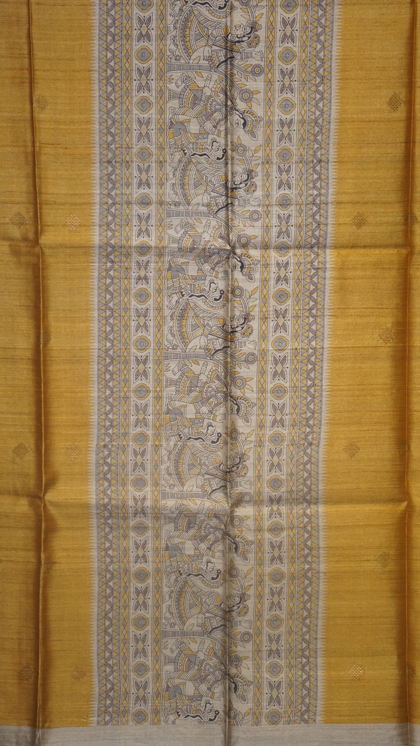 Pure Tussar Saree - Mustard Yellow