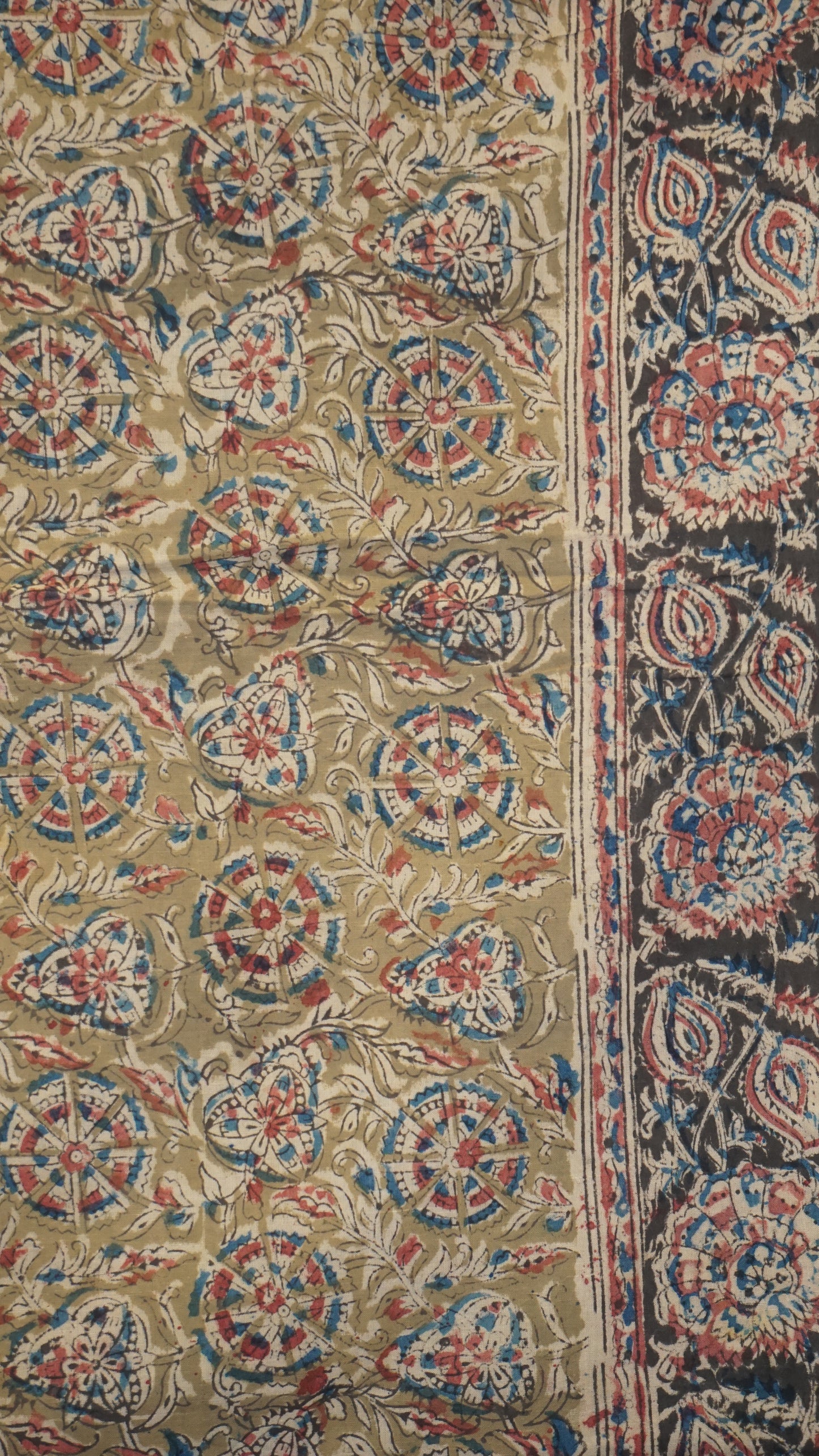 Kalamkari Saree Silk - Purple With Olive Green Border