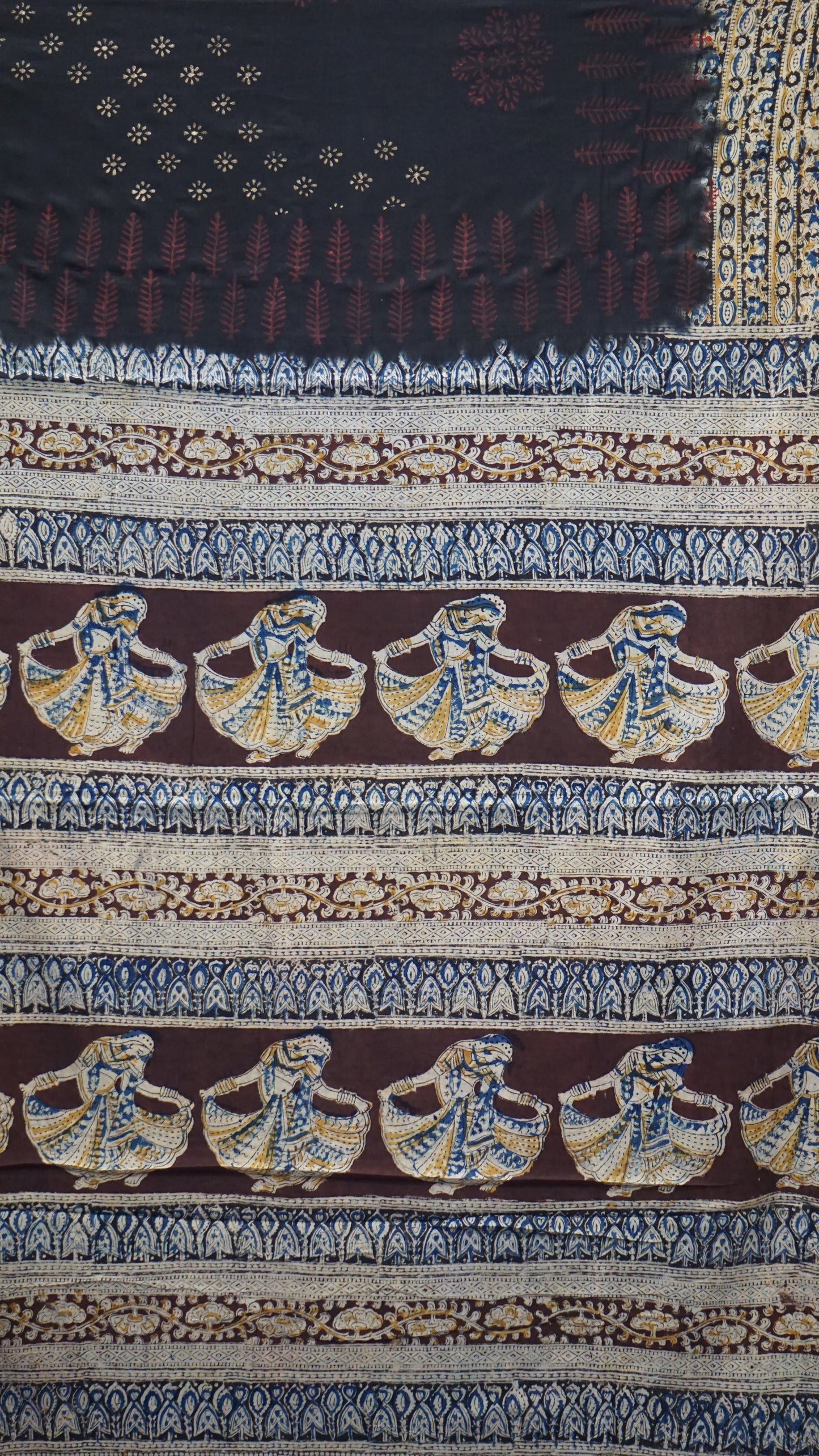 Kalamkari Saree Silk - Black With Brown Border