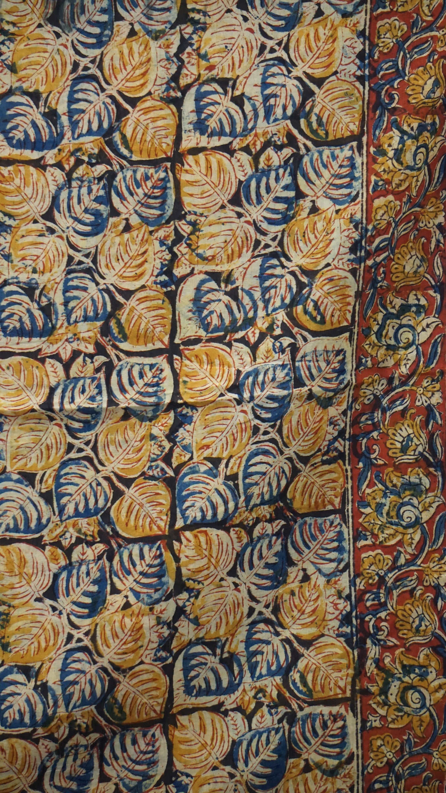 Kalamkari Saree Silk - Black With Maroon Border