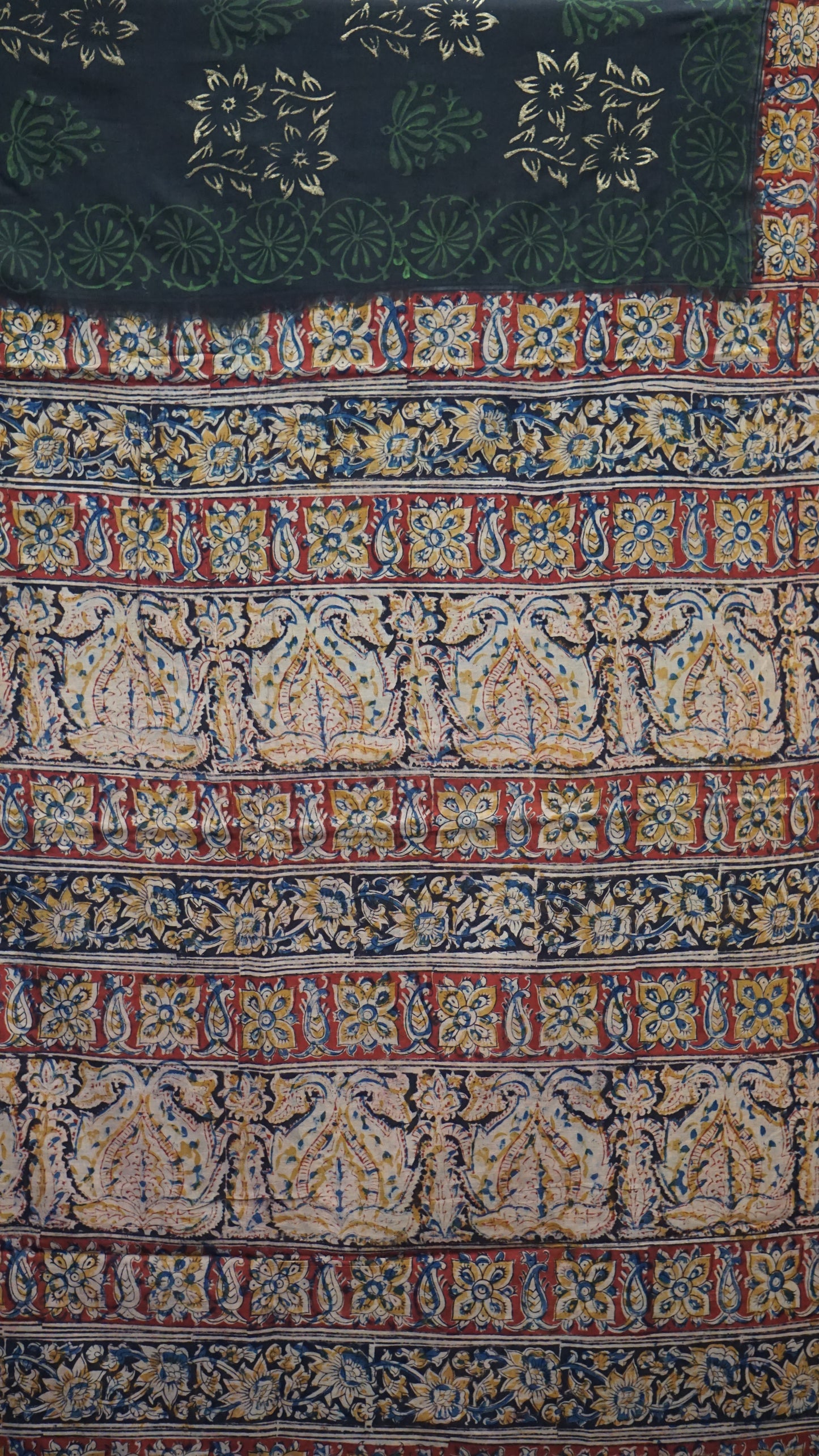 Kalamkari Saree Silk - Black With Maroon Border
