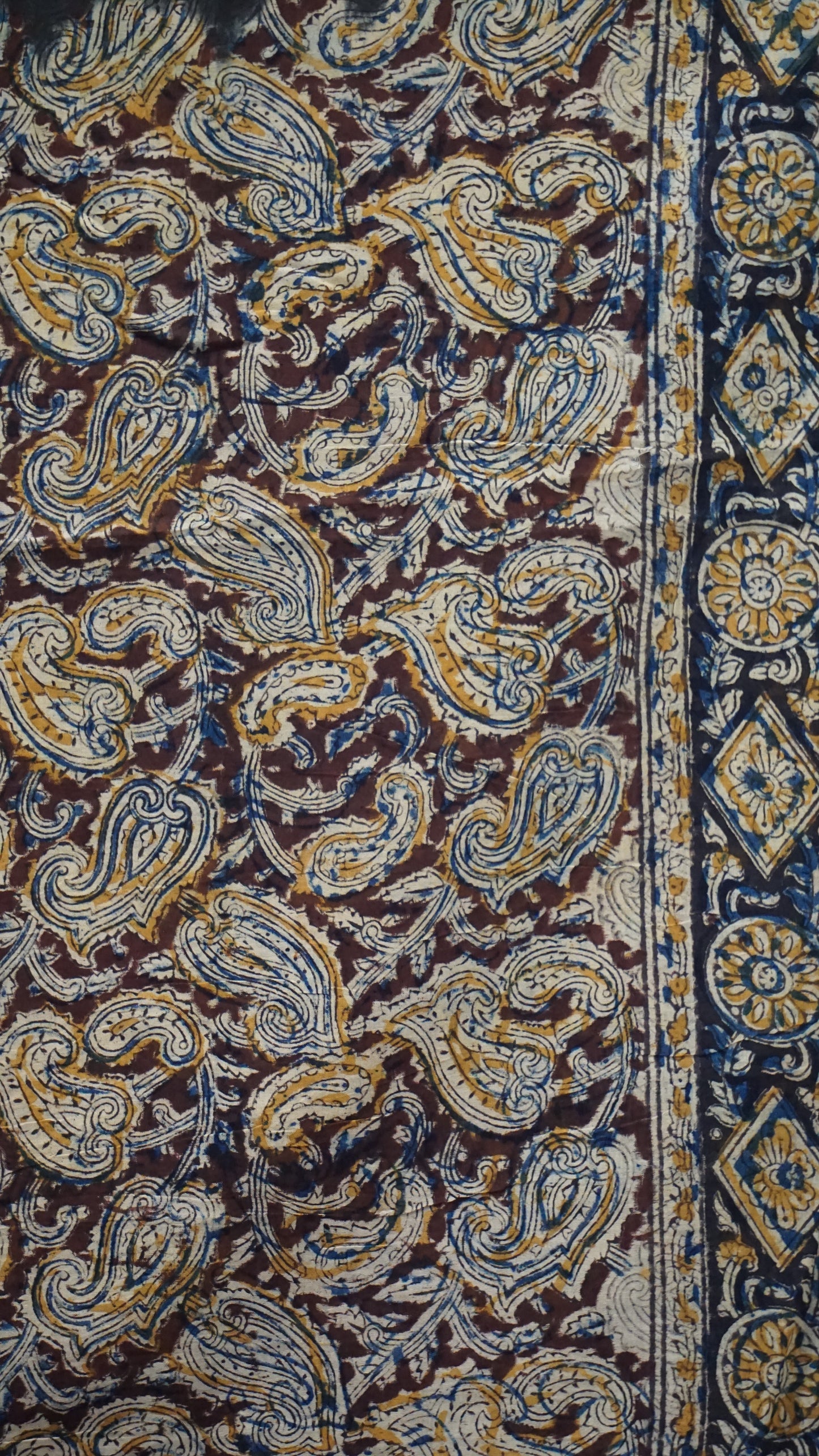 Kalamkari Saree Silk - Black With Brown Design