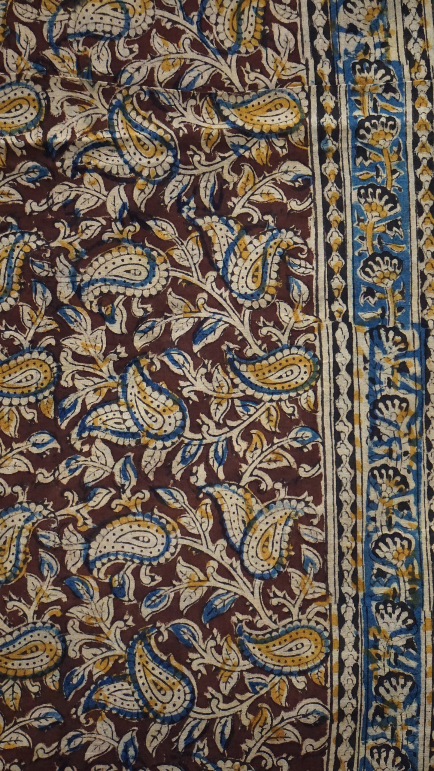 Kalamkari Saree Silk - Black With Brown Border