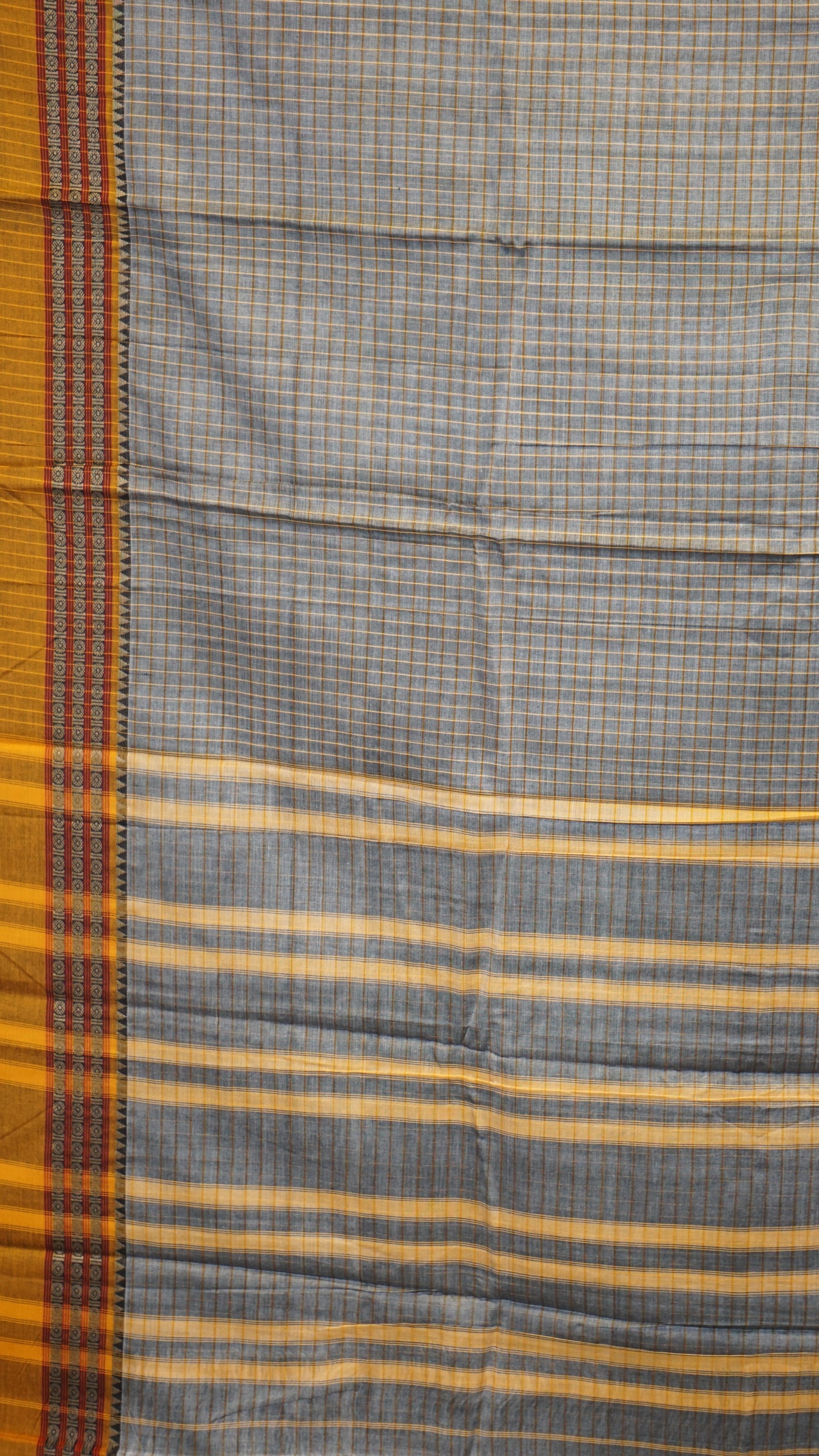 Narayanapet Cotton Saree Rutraksh Design Checks Grey