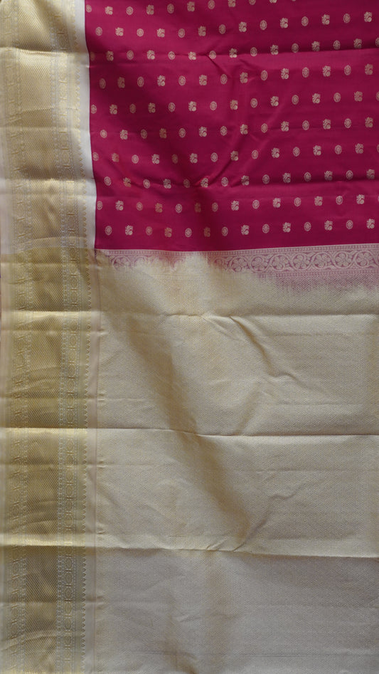Pure Kanjivaram Saree Red - Cream