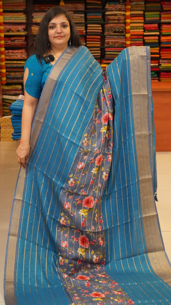 Art Mysore Silk Saree Blue to Grey