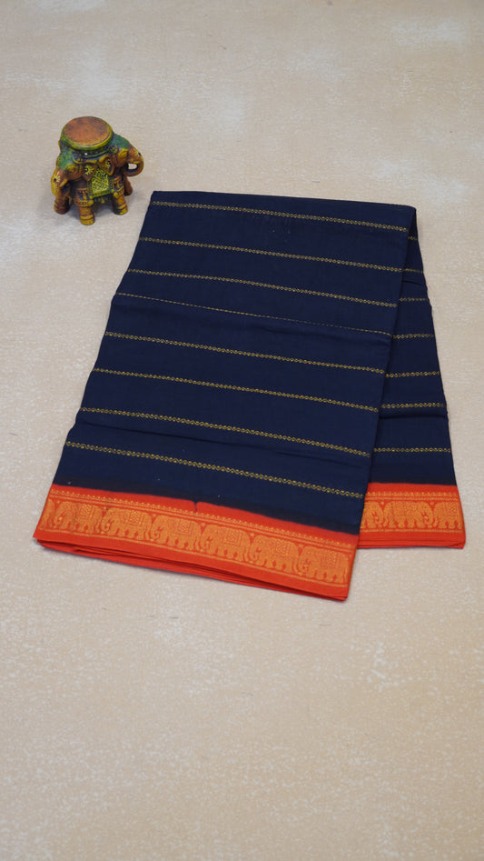 Sungudi Cotton Saree Checks Veldhari- Black