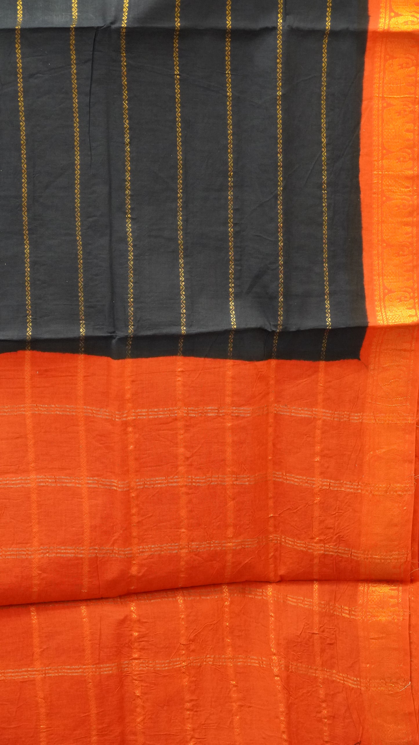 Sungudi Cotton Saree Checks Veldhari- Black