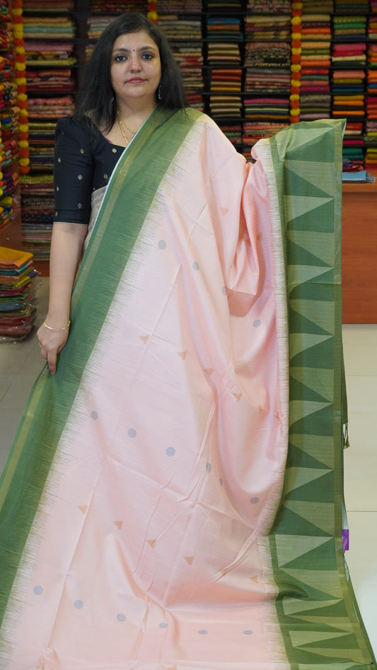 Semi Tussar Arrow Print Baby Pink