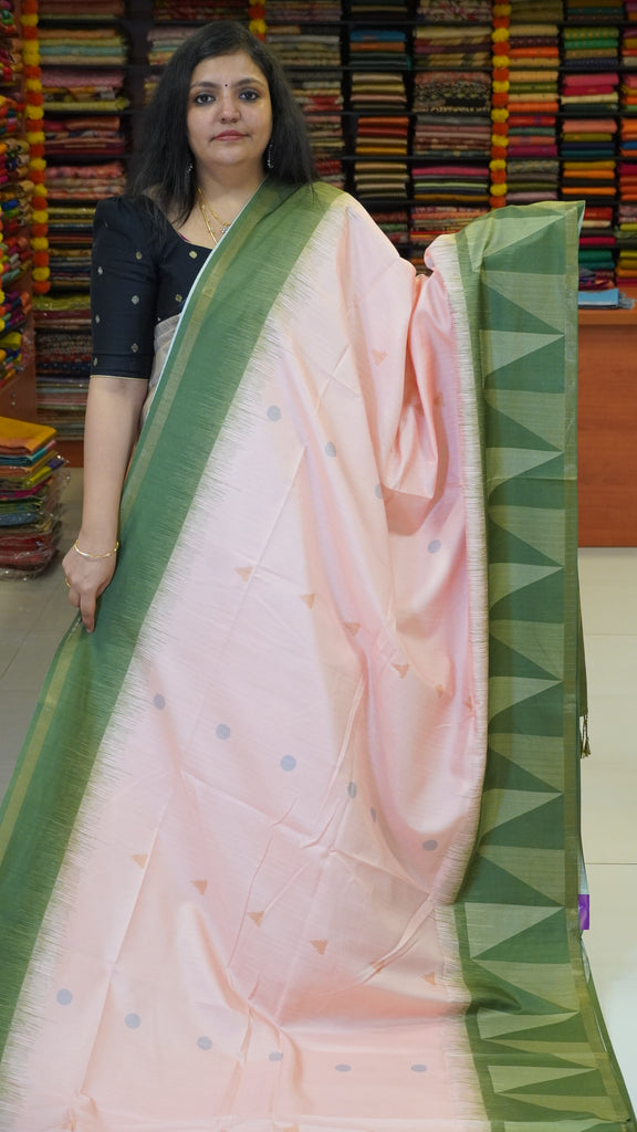 Semi Tussar Arrow Print Baby Pink