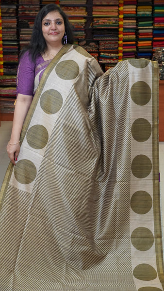 Gicha Tussar Saree Leheriya Pattern Green