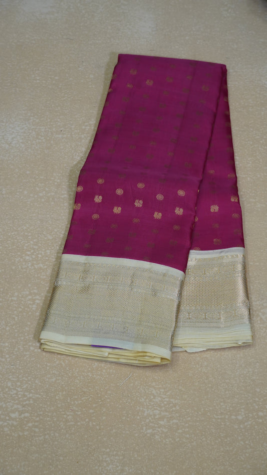 Pure Kanjivaram Saree Pink - Cream