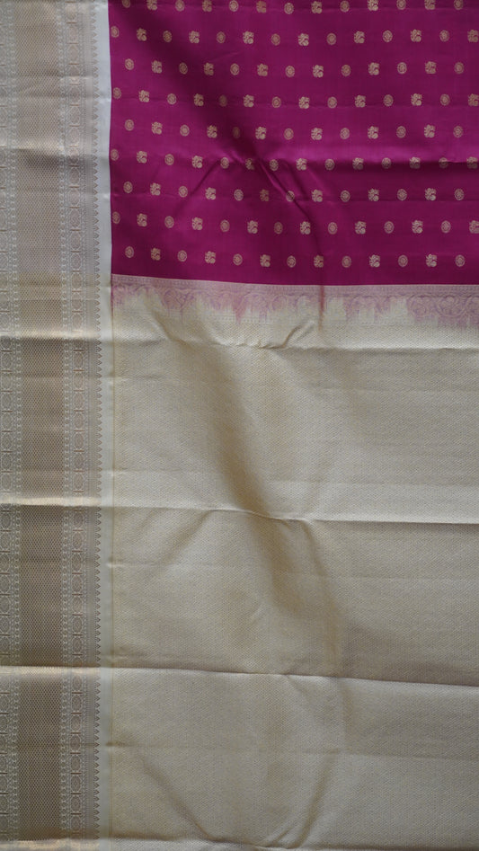 Pure Kanjivaram Saree Pink - Cream