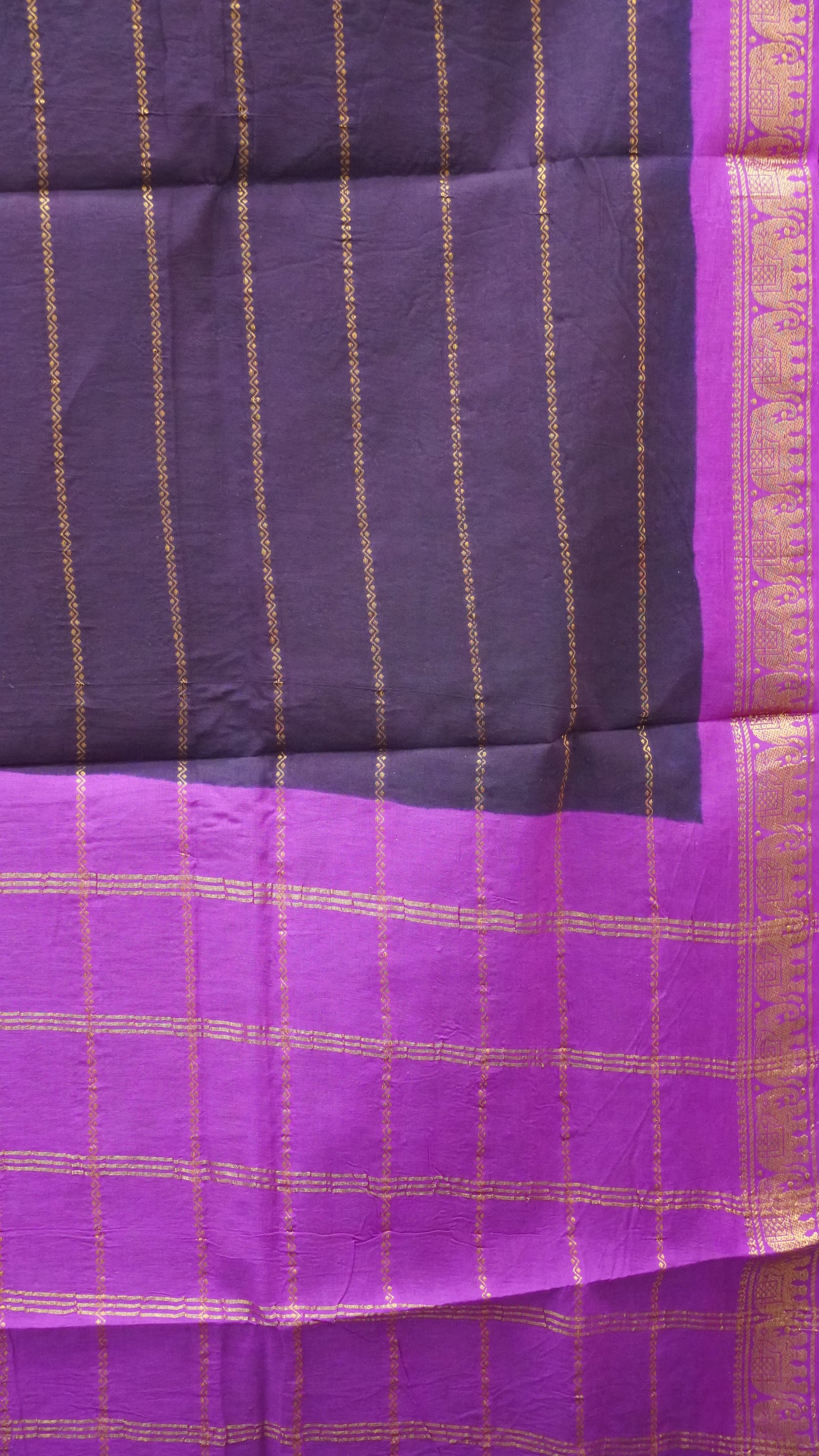 Sungudi Cotton Saree Checks Veldhari-Purple