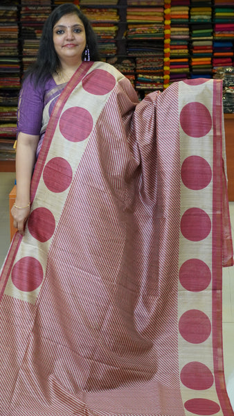 Gicha Tussar Saree Leheriya Pattern Pink