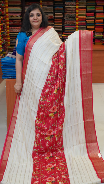Art Mysore Silk Saree White To Pink