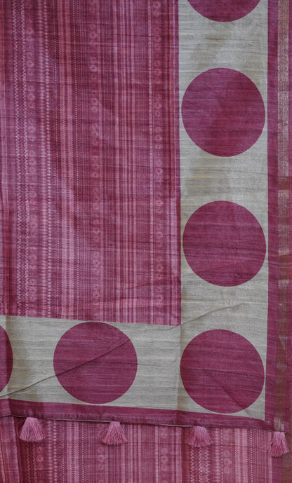 Gicha Tussar Saree Self Print Pink