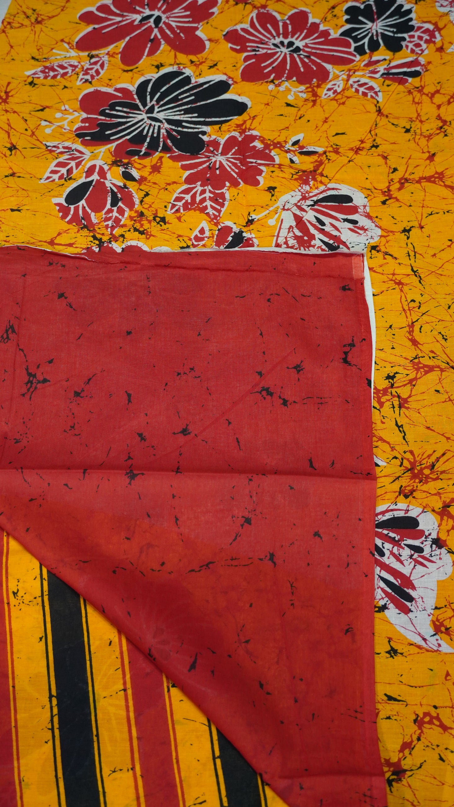 Mul Mul Cotton Saree Orange to Red