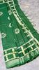 Linen Cotton Batik Print Green With Zari Border thumbnail