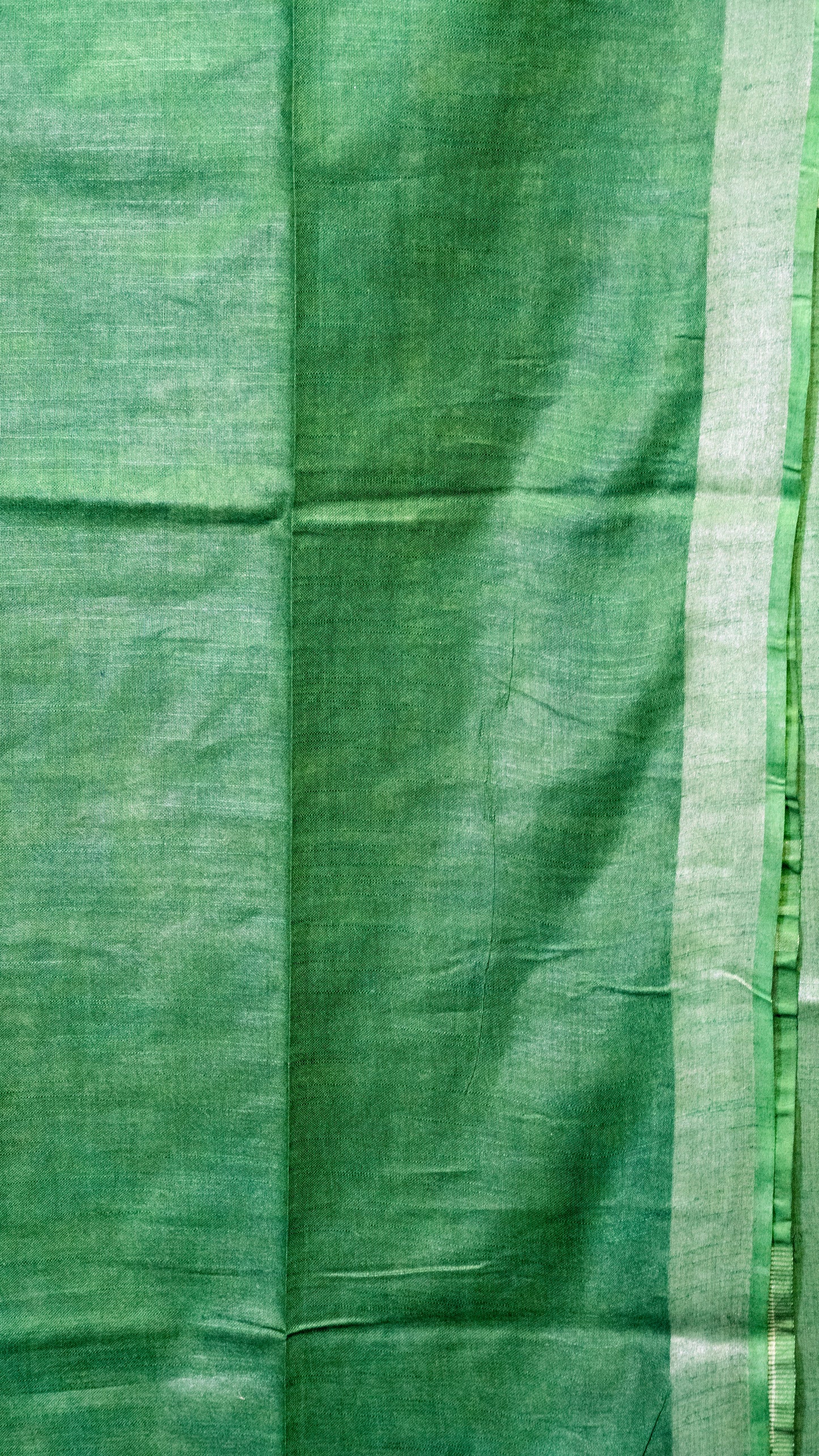 Linen Cotton Batik Print Green With Zari Border
