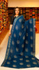 Shiffon Printed Saree Blue With Zari Border thumbnail