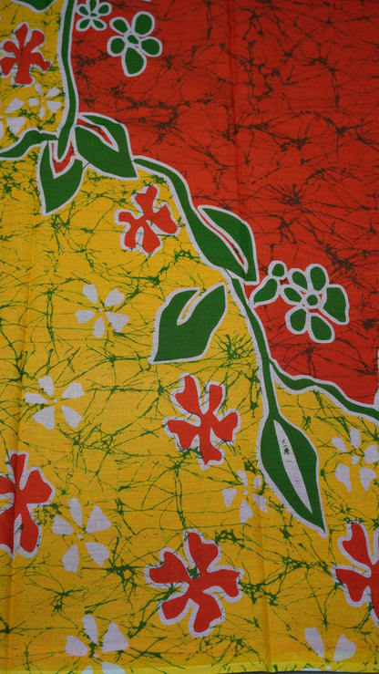 Mul Mul Cotton Saree Red to Yellow