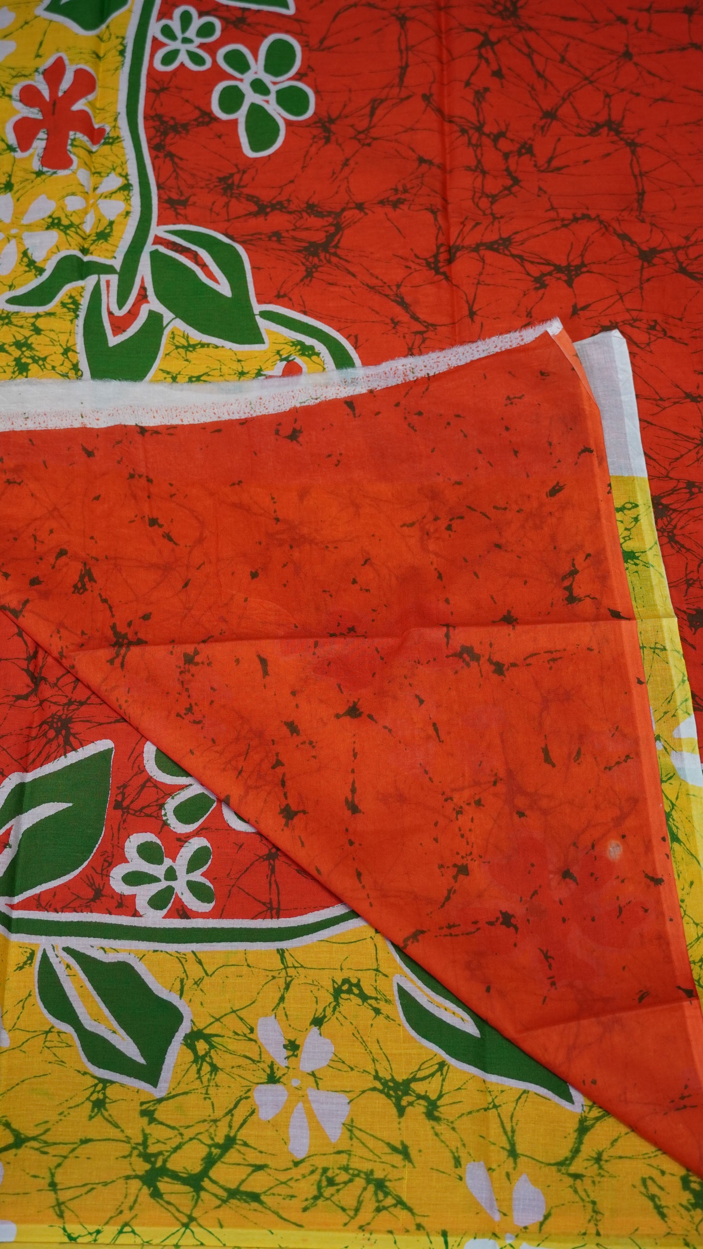 Mul Mul Cotton Saree Red to Yellow