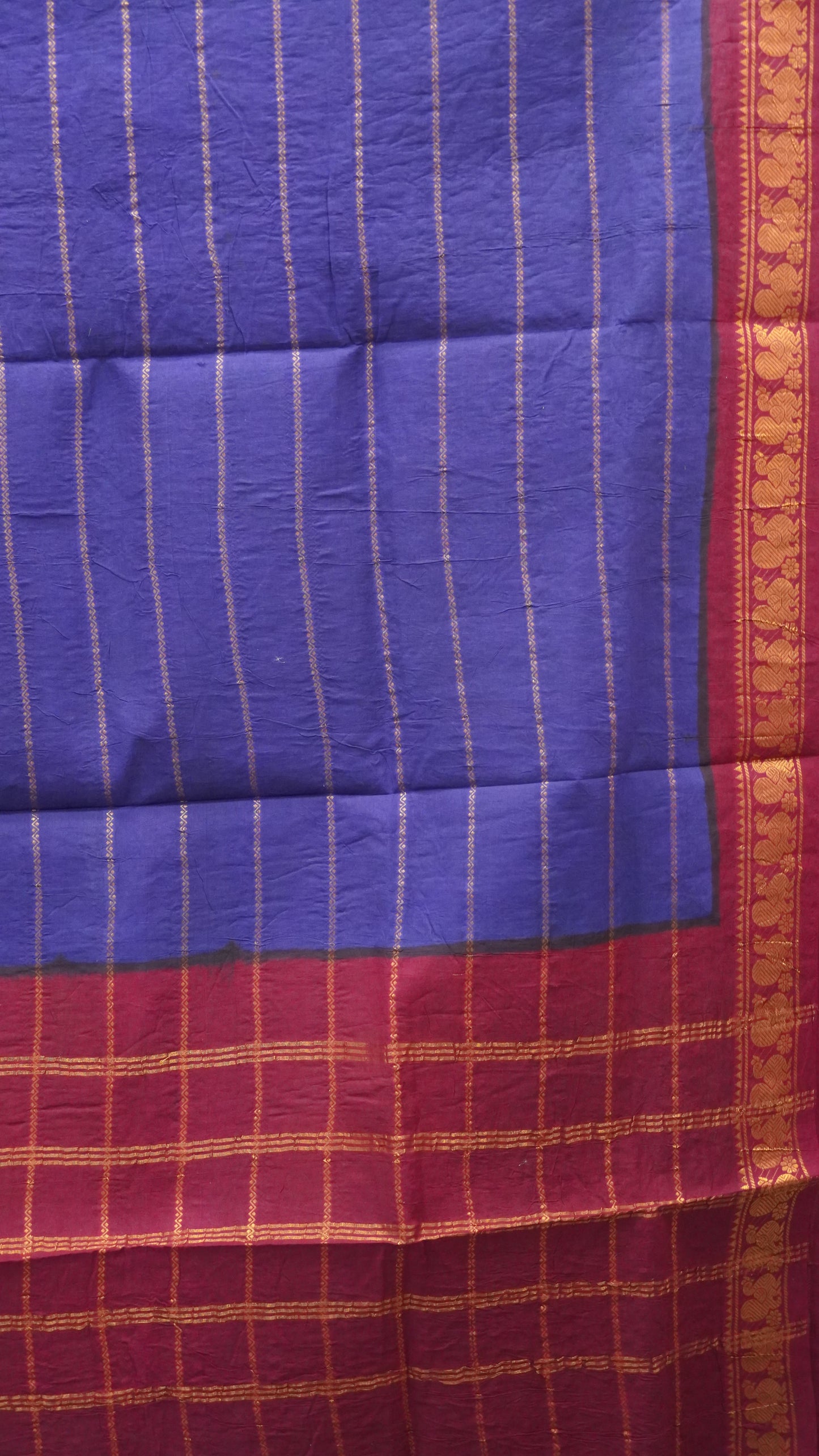 Sungudi Cotton Saree Checks Veldhari-Voilet