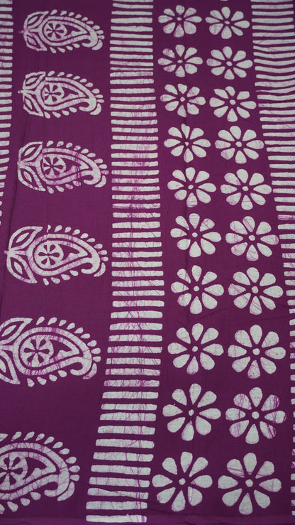 Mul Mul Cotton Saree Purple