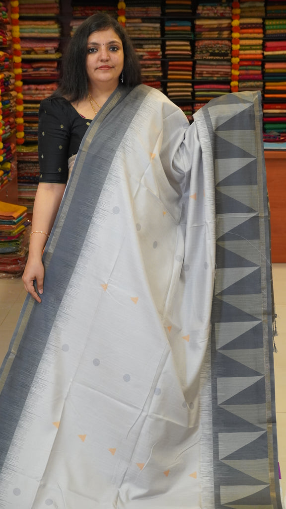 Semi Tussar Arrow Print Grey