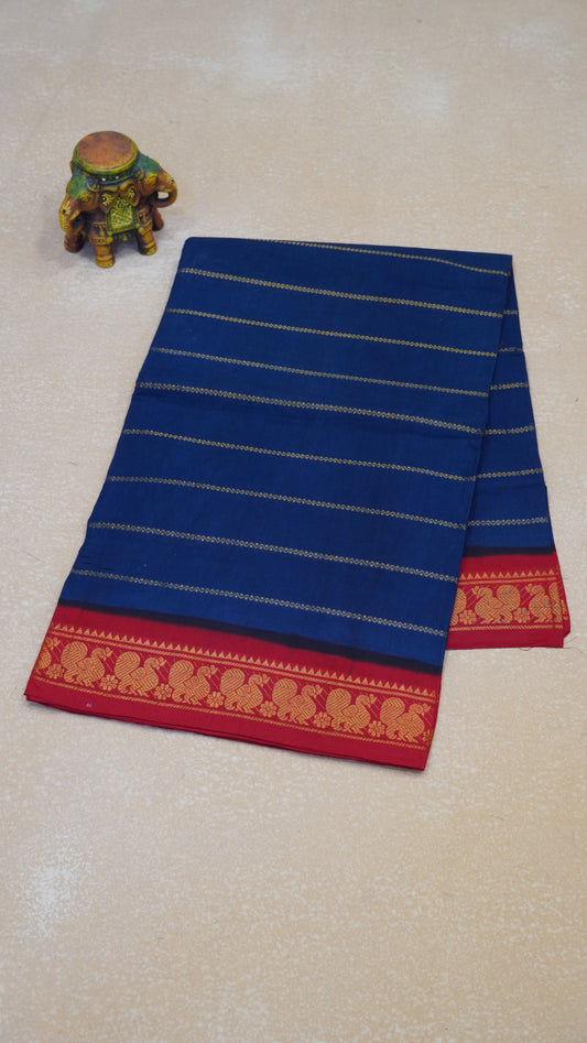 Sungudi Cotton Saree Checks Veldhari-Greyish blue
