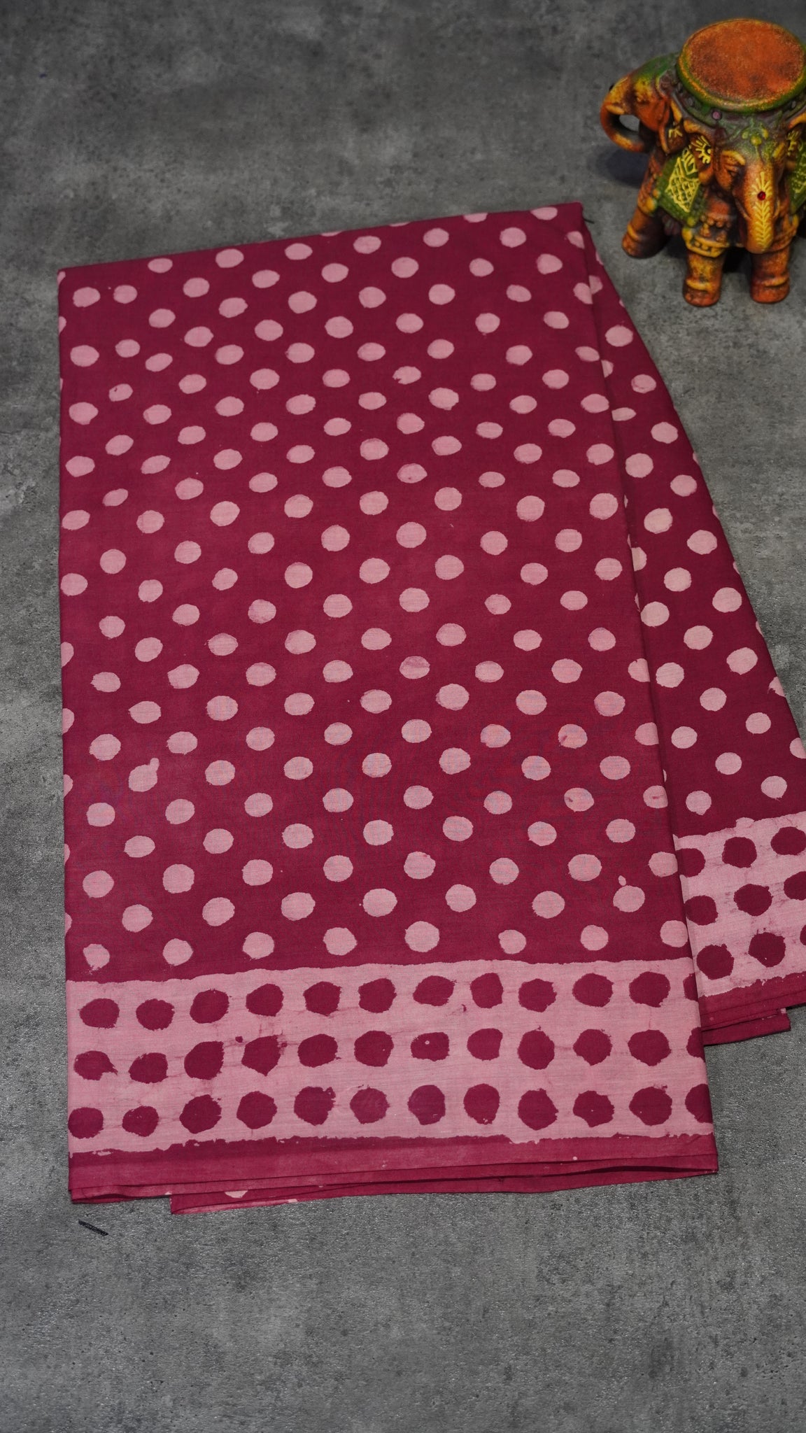 Mul Mul Cotton Saree Pink Small Dots