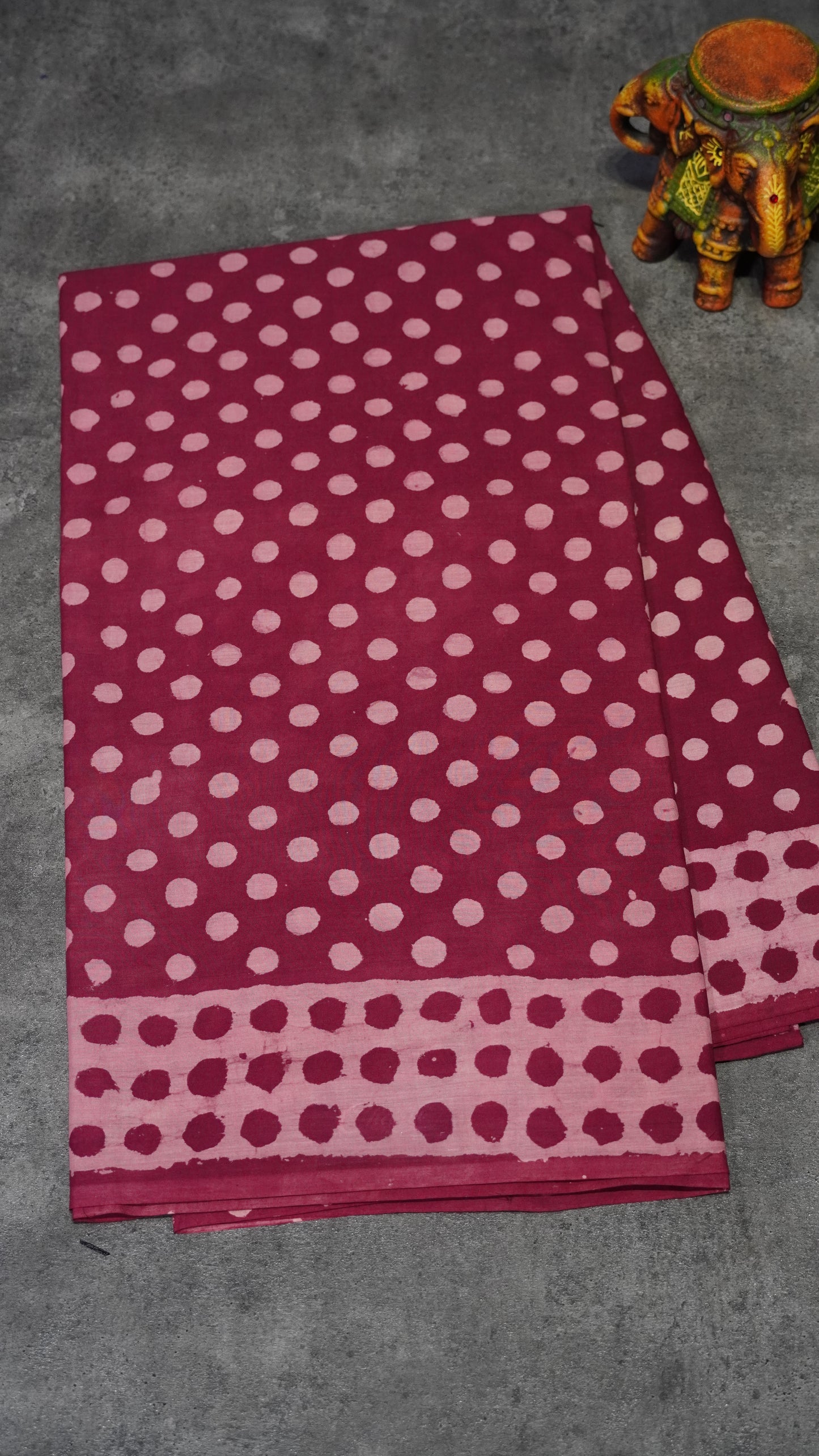 Mul Mul Cotton Saree Pink Small Dots