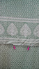 Shiffon Saree Arrow Print With Gap Zari Border Light Green To Pink thumbnail