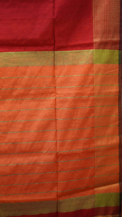 Maheswari Cotton Saree Plain- Maroon